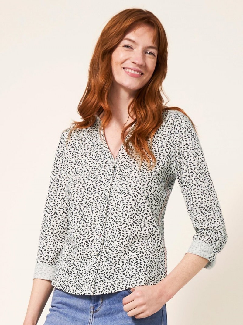 White Stuff Annie Cotton Jersey Shirt Ivory Multi | 43875-FPYT