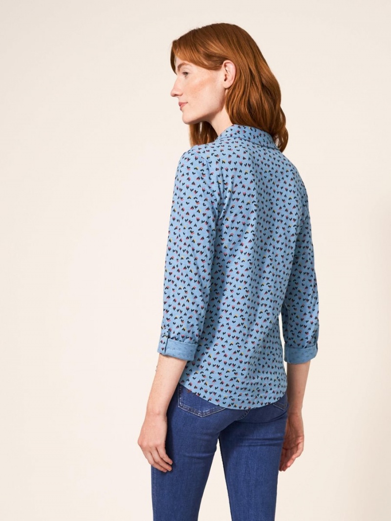 White Stuff Annie Cotton Jersey Shirt Teal Multi | 69257-IXLW