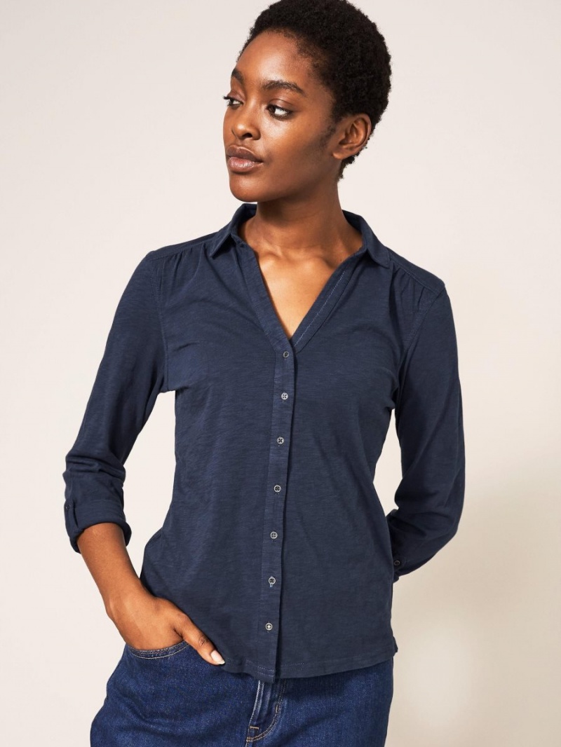 White Stuff Annie Jersey Shirt French Navy | 54106-FRPM