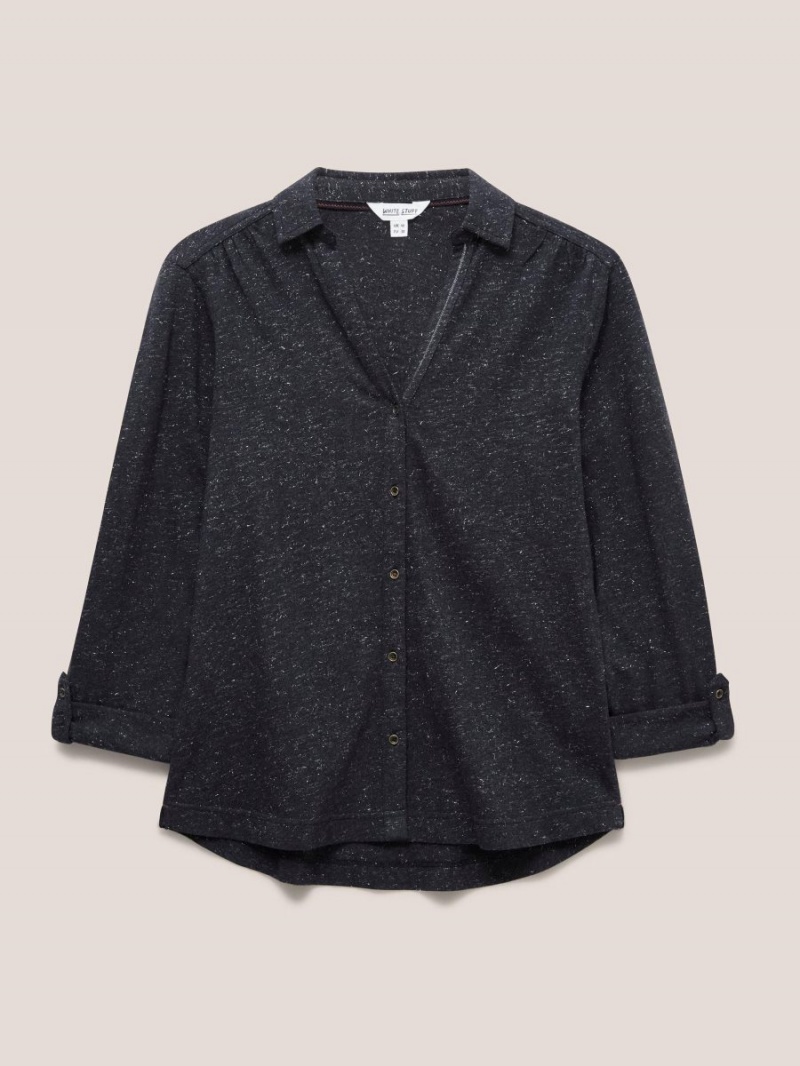 White Stuff Annie Sparkle Slim Fit Shirt Charcoal Grey | 75430-HFTE