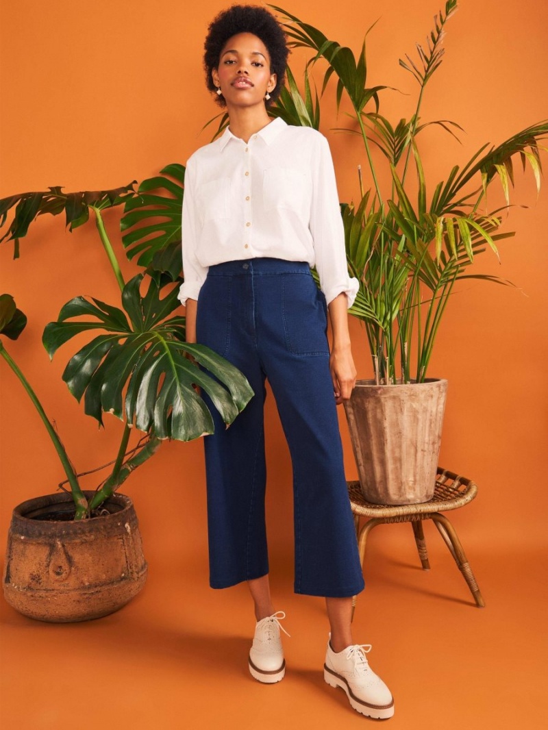 White Stuff Belle Jersey Wide Leg Crop Dk Denim | 31682-CYJX