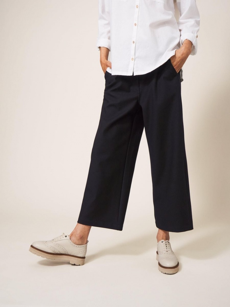 White Stuff Belle Wide Leg Cropped Trouser Pure Black | 95084-CRZU