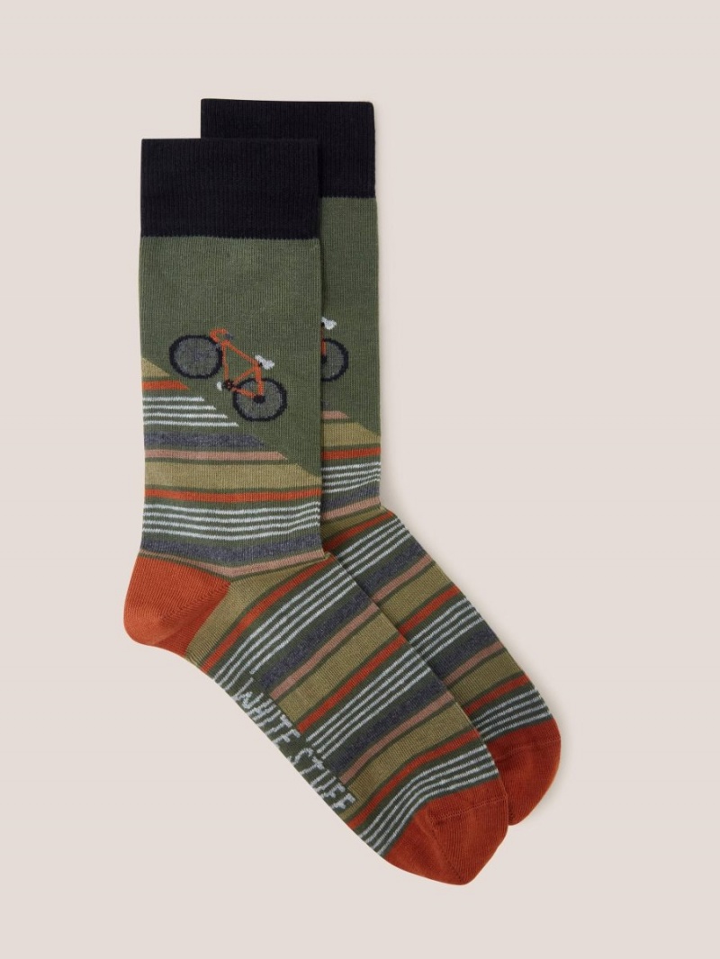 White Stuff Billy Bike Socks Khaki Green | 67043-ZQST