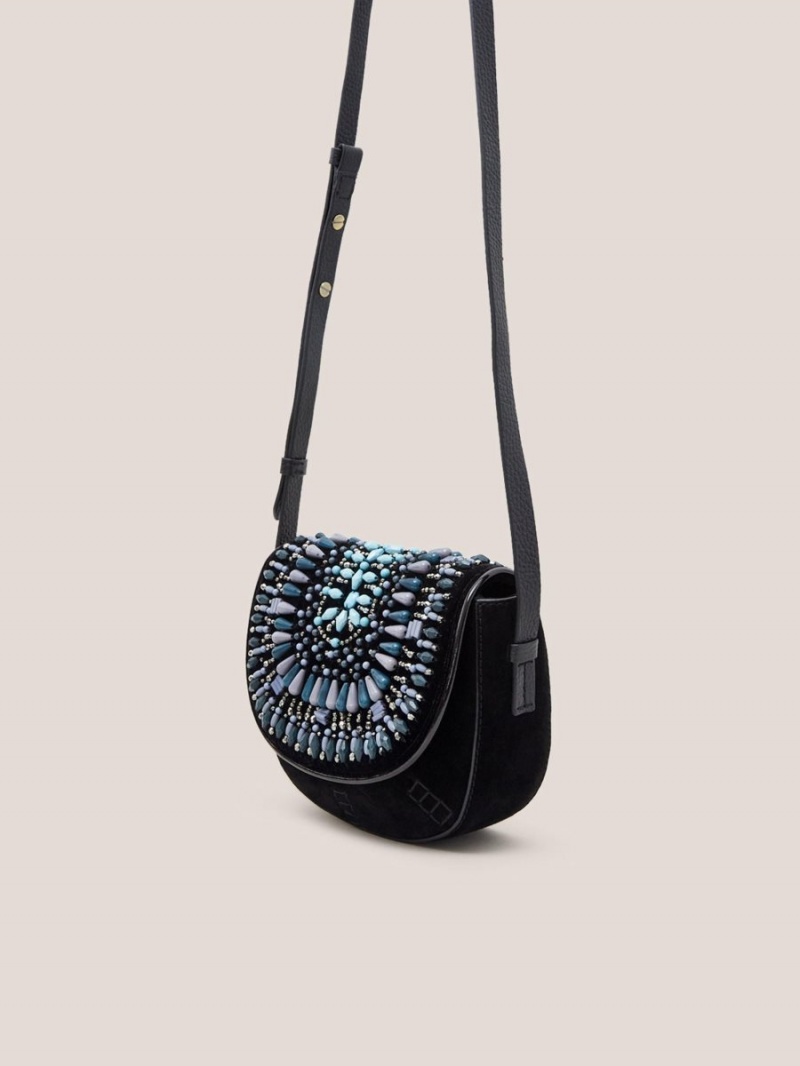 White Stuff Blair Suede Embellished Bag Navy Multi | 39015-UMKN