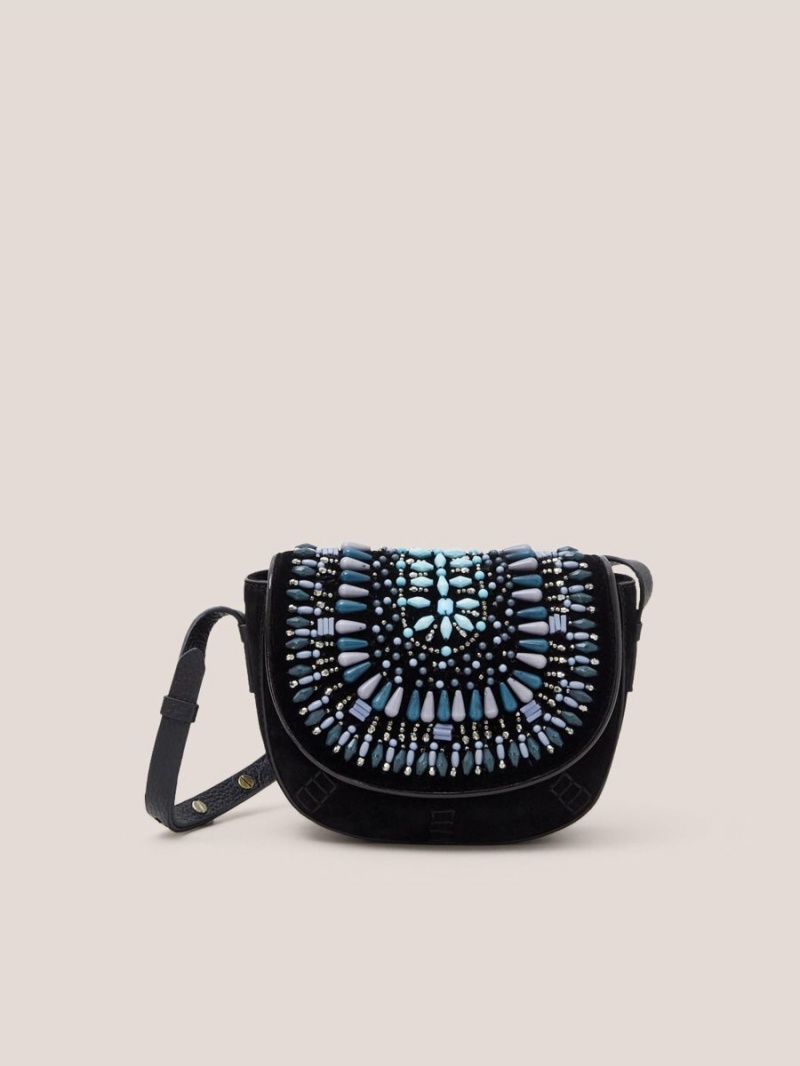 White Stuff Blair Suede Embellished Bag Navy Multi | 39015-UMKN