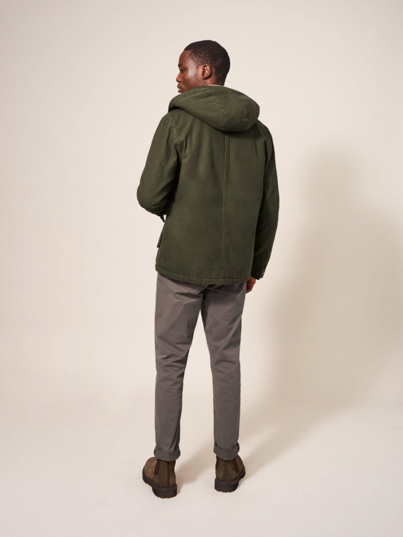 White Stuff Borg Lined Winter Jacket Khaki Green | 59082-TQAO