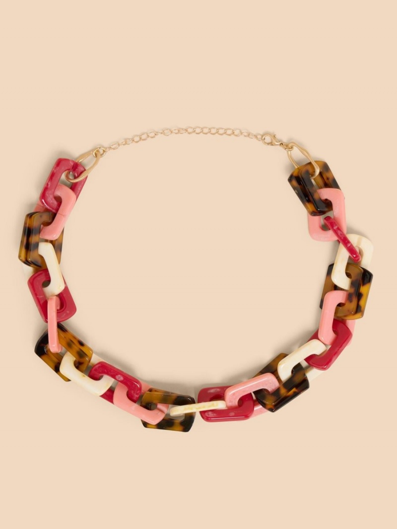 White Stuff Briar Resin Chain Necklace Pink Multi | 20189-SFEI