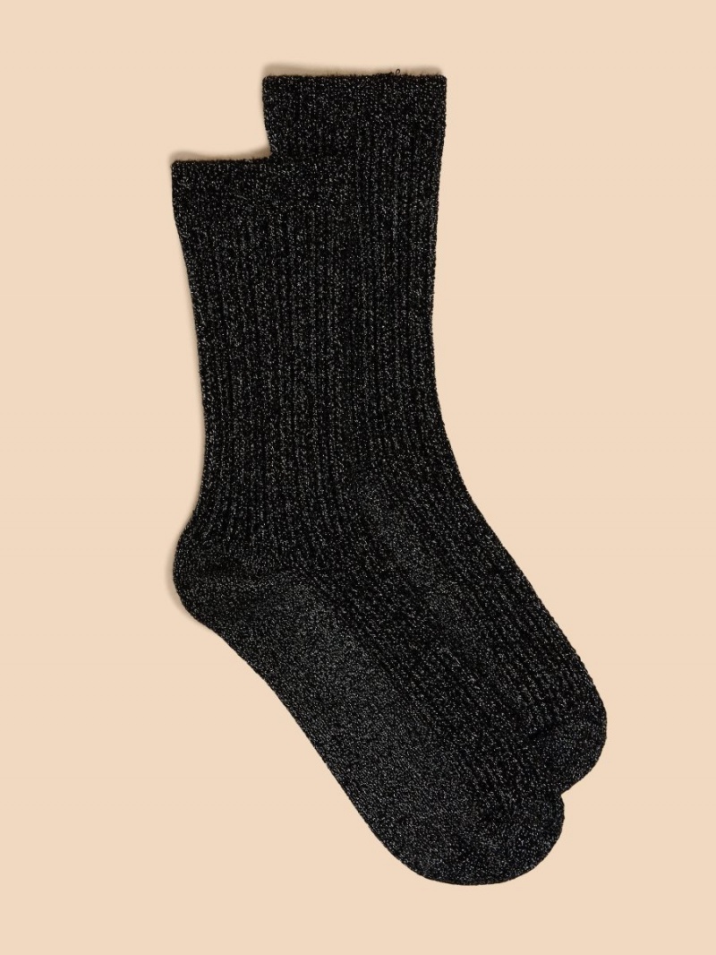 White Stuff Cable Sparkle Ankle Socks Black Multi | 42601-RSWK