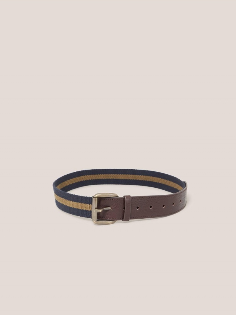 White Stuff Canvas Leather Belt Navy Multi | 31825-IASZ