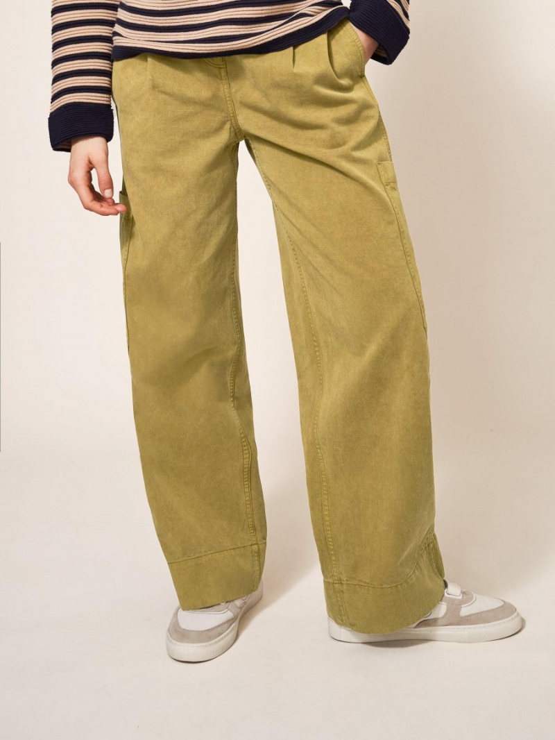 White Stuff Carlie Wide Leg Cargo Trouser Mid Green | 53264-JMQE