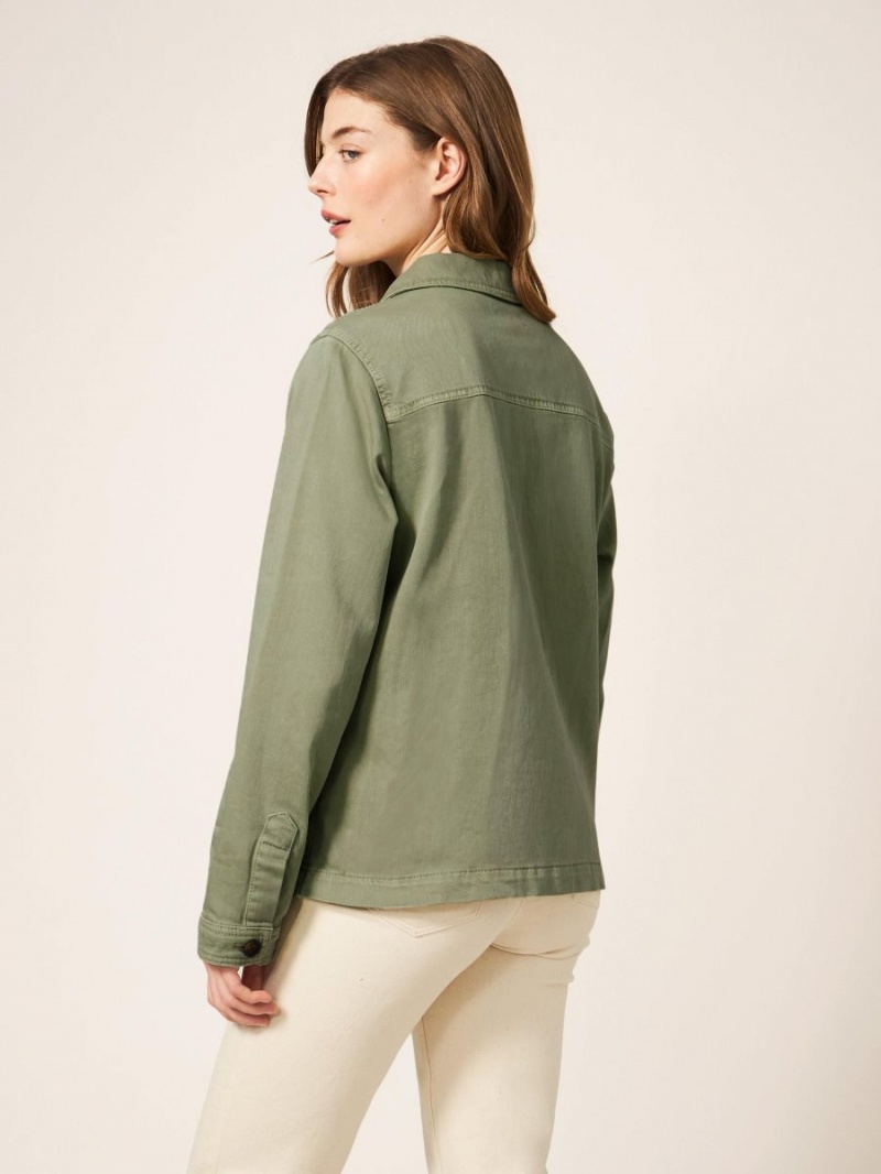 White Stuff Carrie Regular Fit Denim Jacket Mid Green | 48097-KEOB