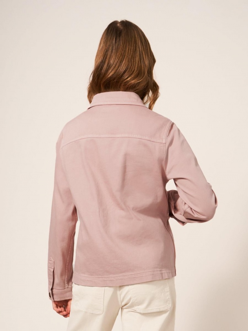 White Stuff Carrie Regular Fit Denim Jacket Mid Pink | 97658-ZTCO