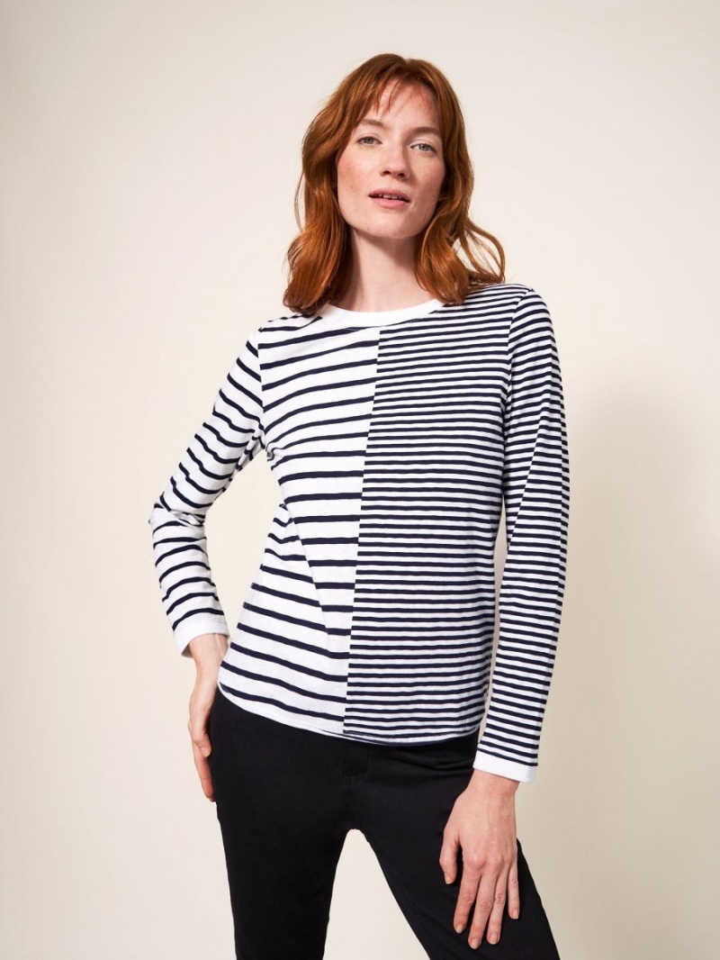 White Stuff Cassie Stripy Tee Navy Multi | 90762-JXTS