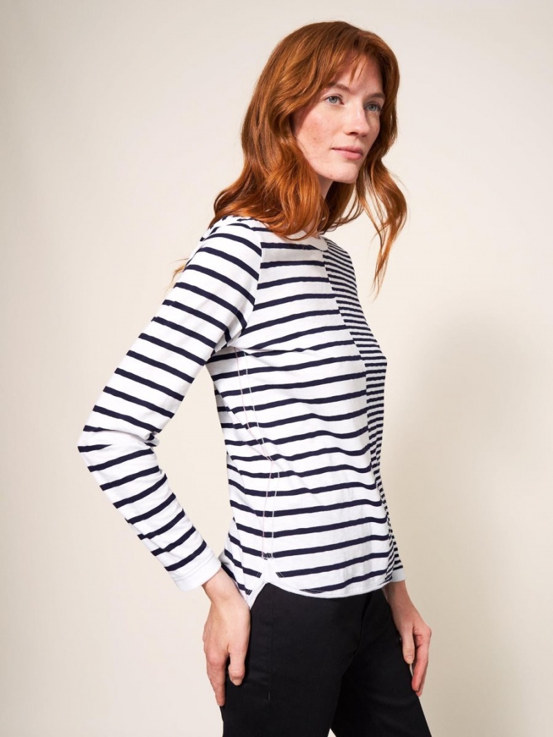 White Stuff Cassie Stripy Tee Navy Multi | 90762-JXTS