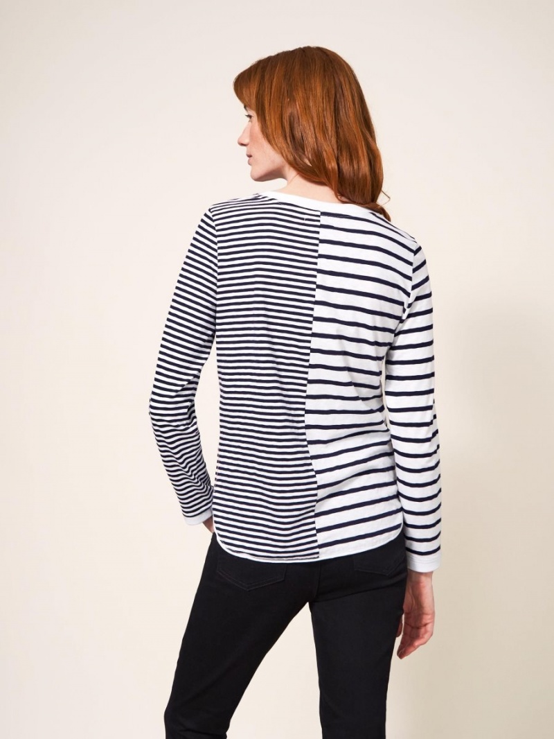 White Stuff Cassie Stripy Tee Navy Multi | 90762-JXTS