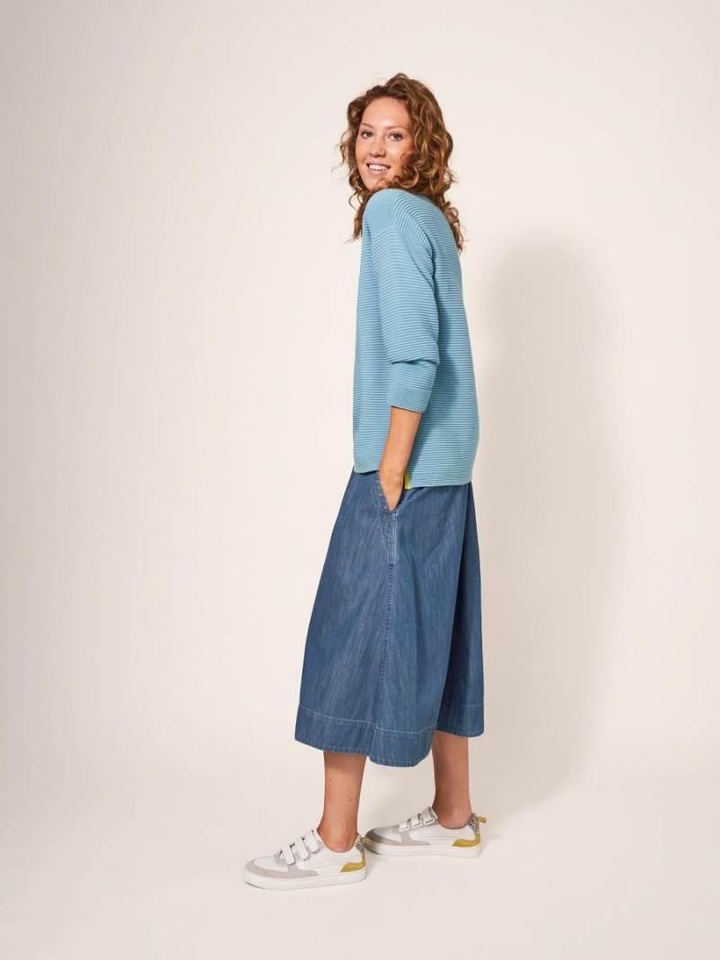 White Stuff Charlotte Denim Midi Skirt Mid Denim | 38047-OXDV