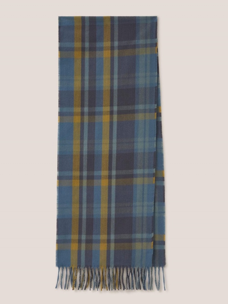 White Stuff Check Woven Recycled Scarf Blue Multi | 23895-ICOF