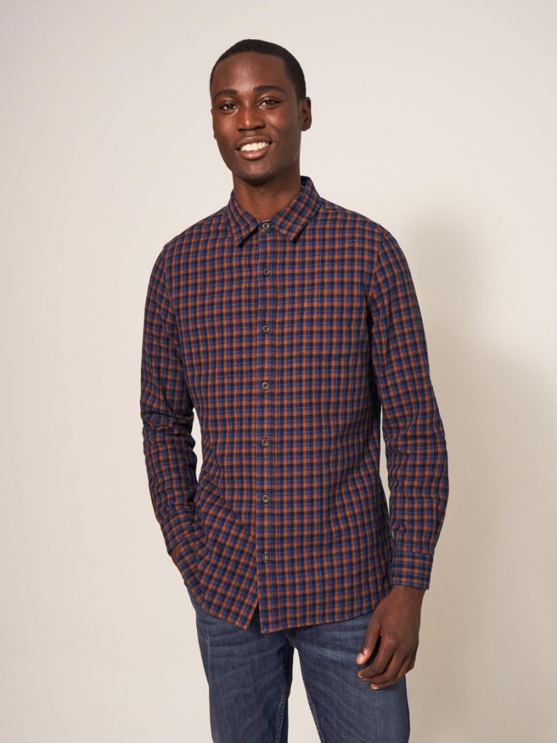 White Stuff Checked Twill Shirt Dark Navy | 40918-QWZK