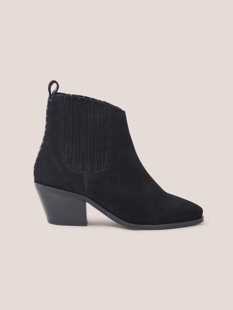 White Stuff Cherry Suede Ankle Boot Pure Black | 09453-RTLE