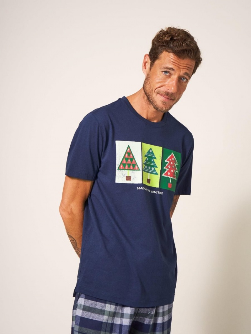 White Stuff Christmas Gear Graphic Tee Dark Navy | 59162-EWLK