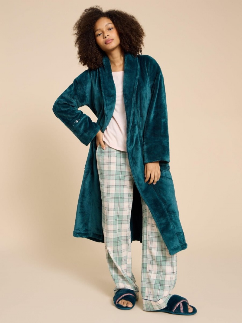 White Stuff Clover Cosy Dressing Gown Dk Teal | 40823-XABM