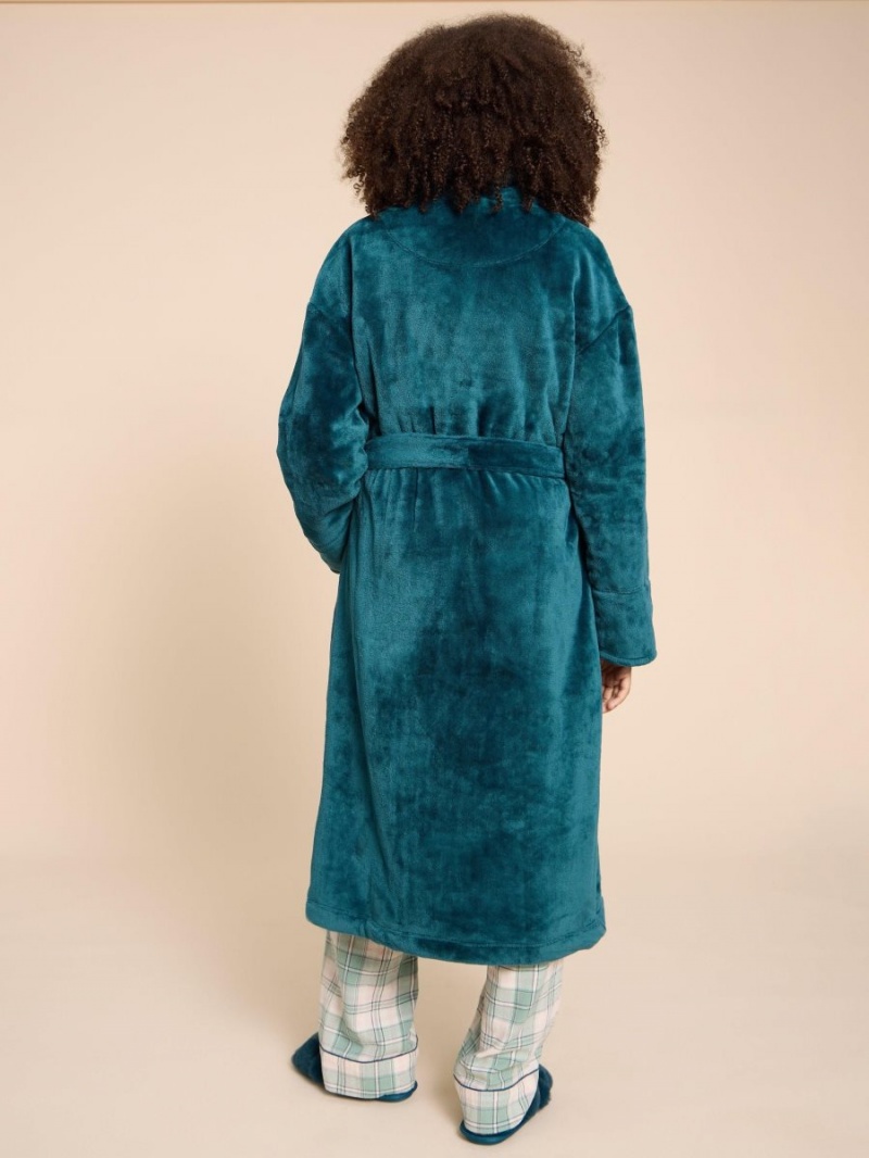 White Stuff Clover Cosy Dressing Gown Dk Teal | 40823-XABM