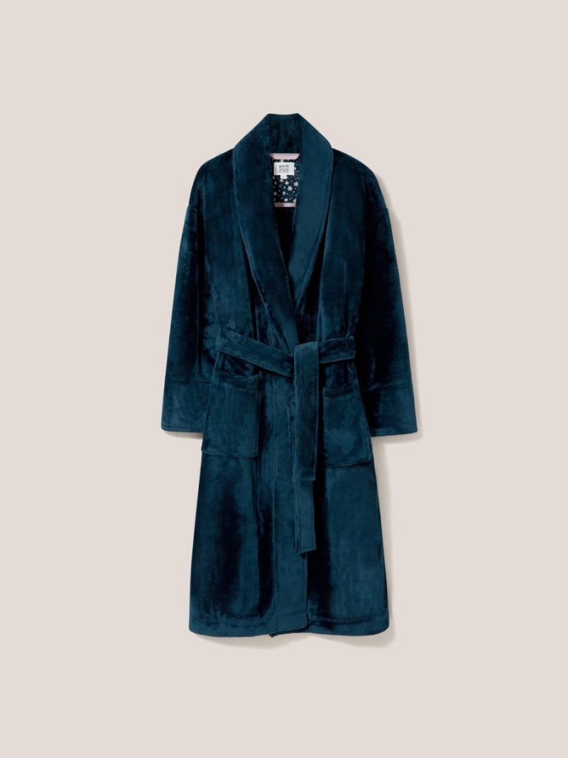 White Stuff Clover Cosy Dressing Gown Dk Teal | 40823-XABM