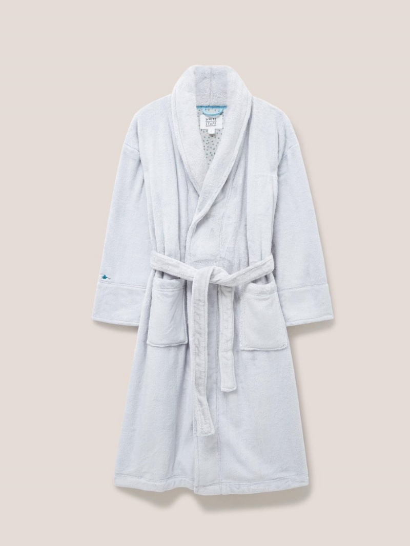 White Stuff Clover Cosy Dressing Gown Light Grey | 31964-NZJY