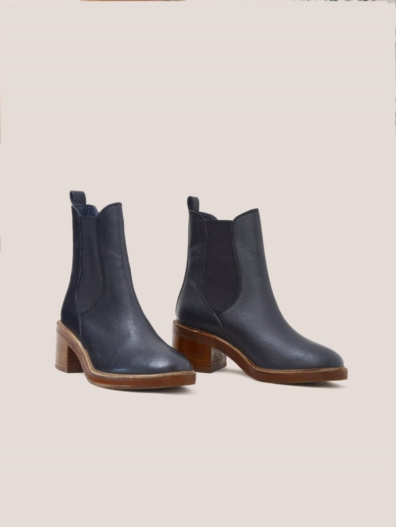 White Stuff Connie Leather Chelsea Boot Pure Black | 73089-YBGN