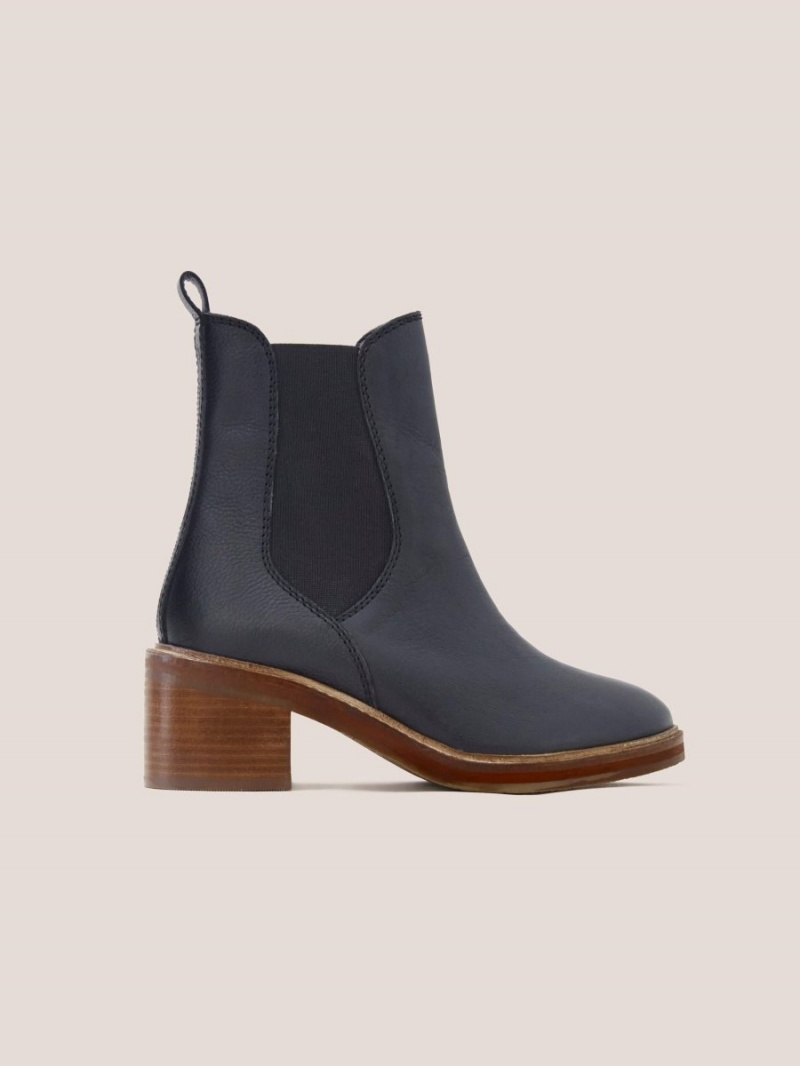 White Stuff Connie Leather Chelsea Boot Pure Black | 73089-YBGN