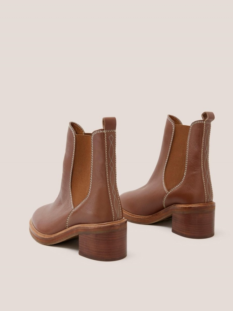 White Stuff Connie Leather Chelsea Boot Mid Tan | 89102-HPTI