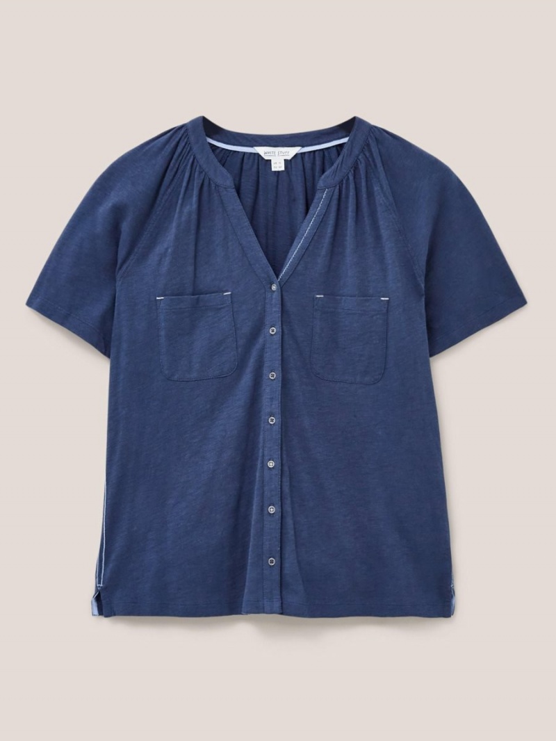 White Stuff Daisy Jersey Shirt French Navy | 84572-TLMG