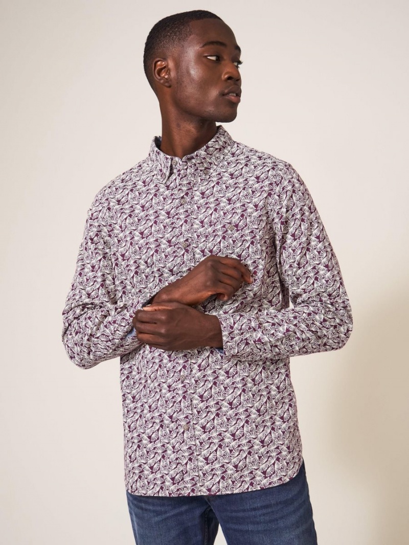 White Stuff Dandelion Printed Shirt Dk Plum | 12874-ZKMD