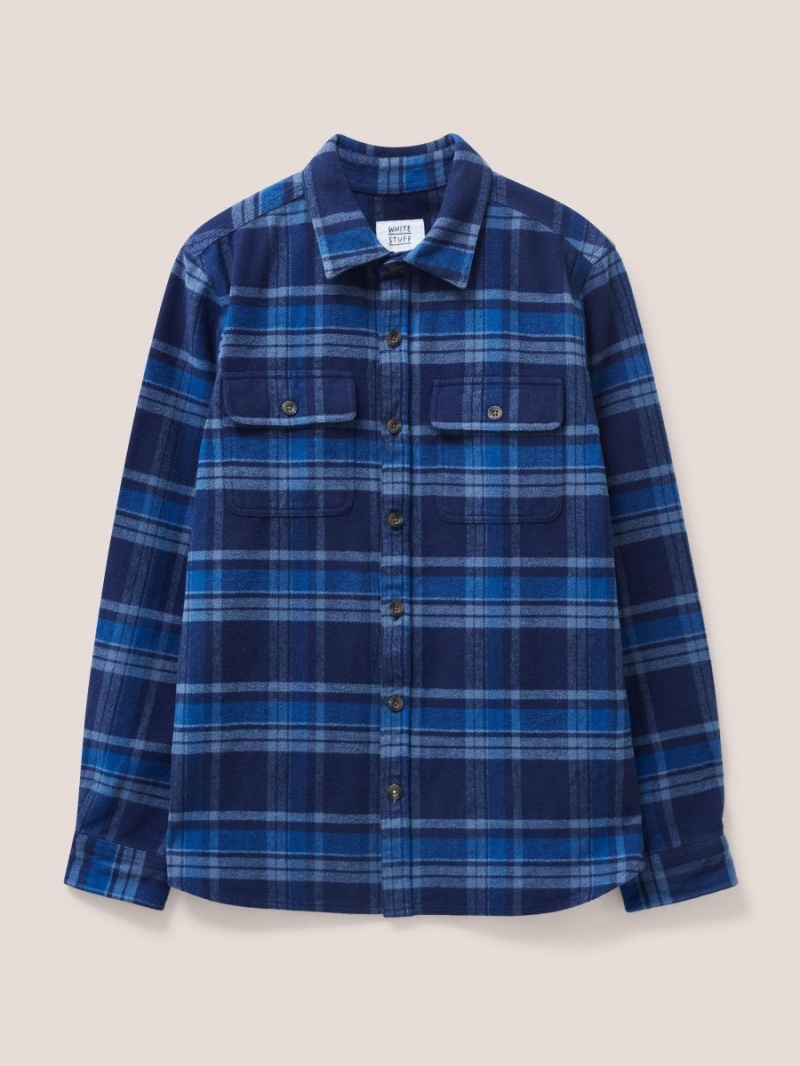 White Stuff Darwen Check Woven Overshirt Dark Navy | 10749-AKLM