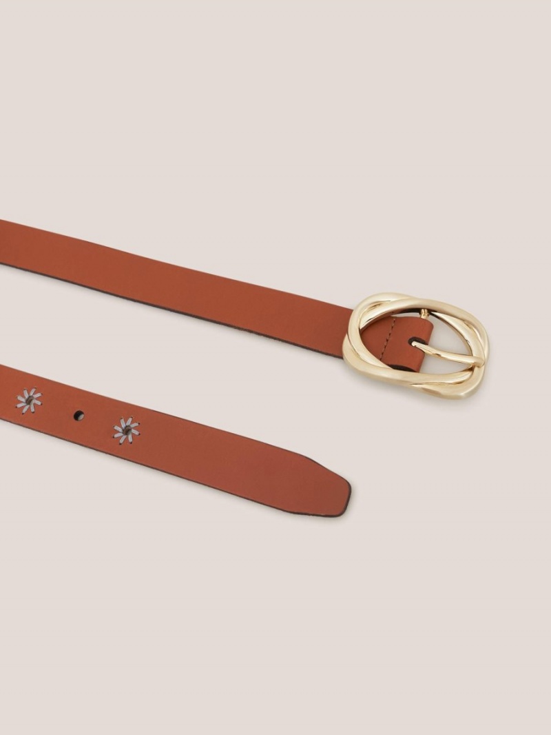 White Stuff Decorative Leather Buckle Belt Mid Tan | 57319-PVIF