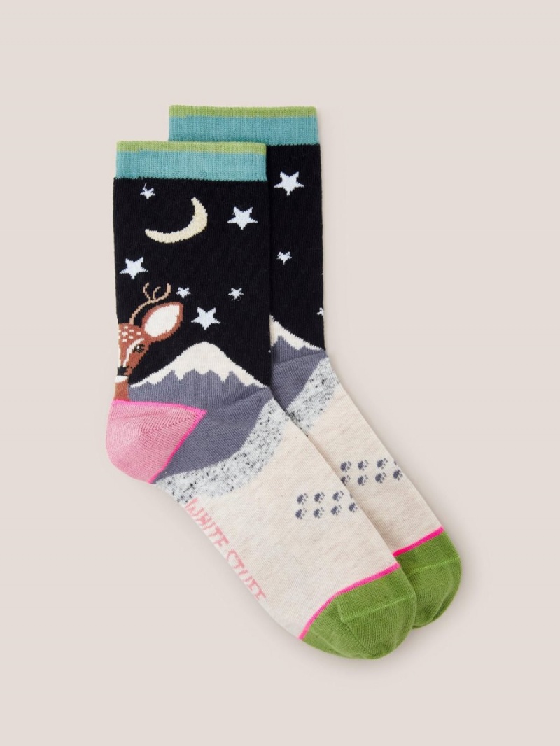 White Stuff Deer To Me Ankle Sock Black Multi | 24910-NLCF