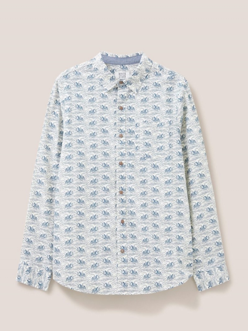 White Stuff Duck Printed Shirt Natural White | 16729-IYWA