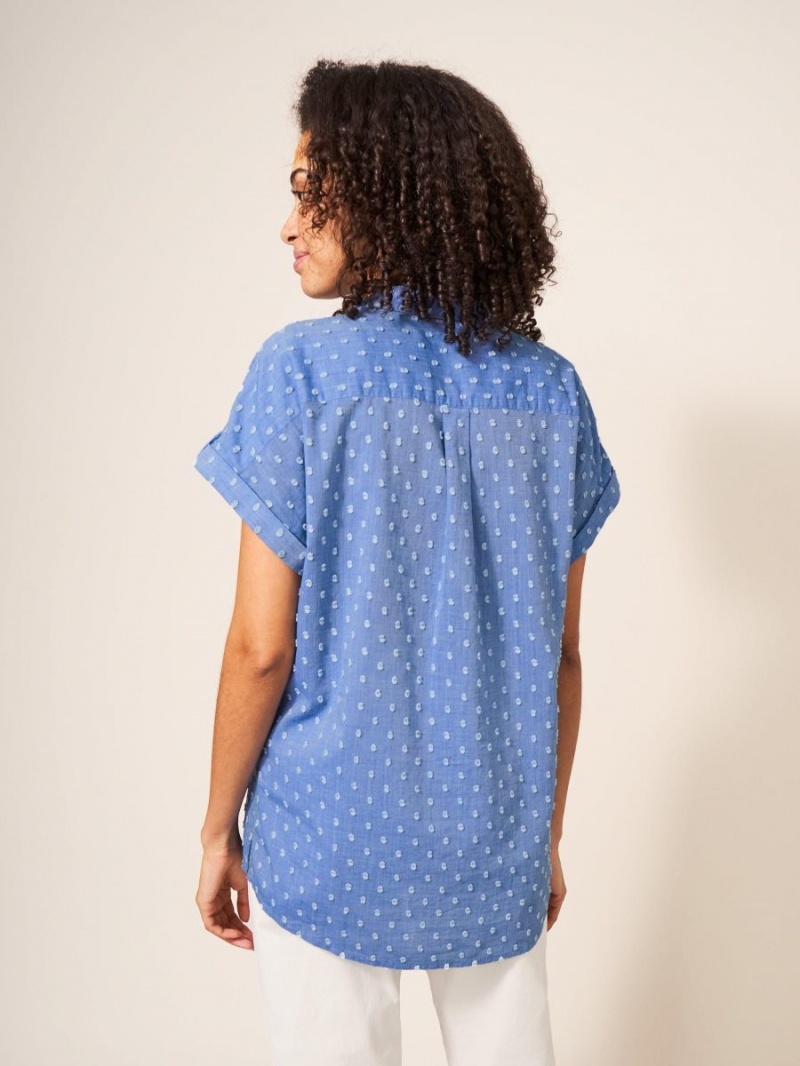 White Stuff Ella Organic Cotton Shirt Blue Multi | 19283-EZAW