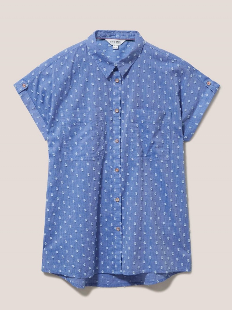 White Stuff Ella Organic Cotton Shirt Blue Multi | 19283-EZAW