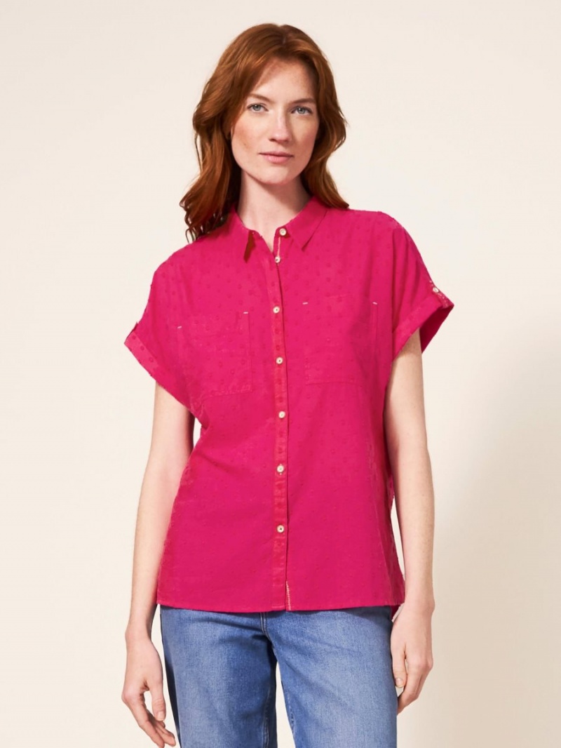 White Stuff Ella Organic Cotton Shirt Bright Pink | 09462-CZWP