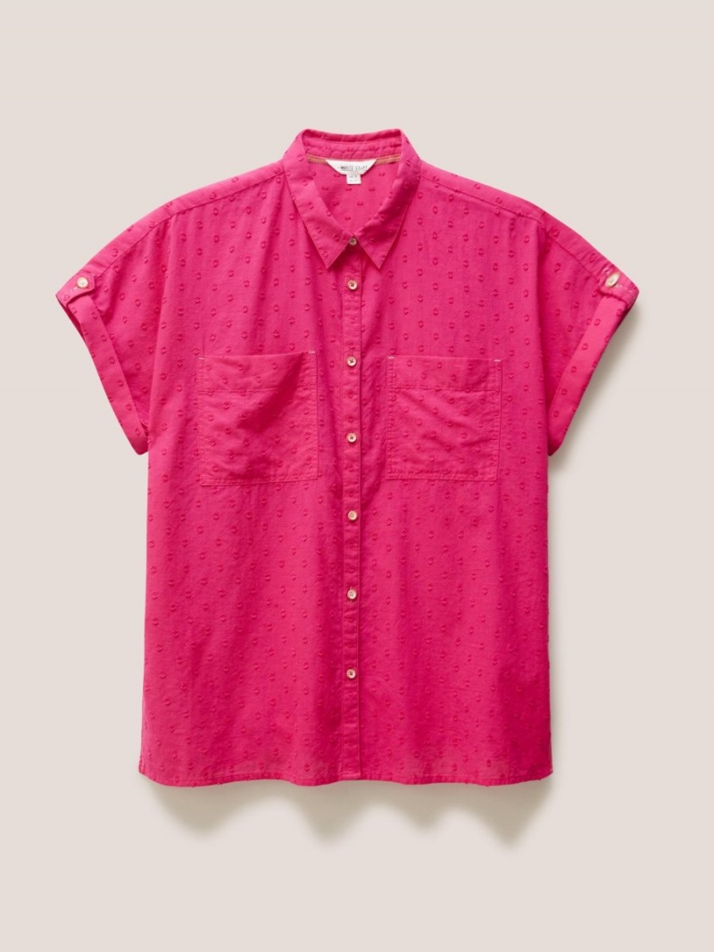 White Stuff Ella Organic Cotton Shirt Bright Pink | 09462-CZWP