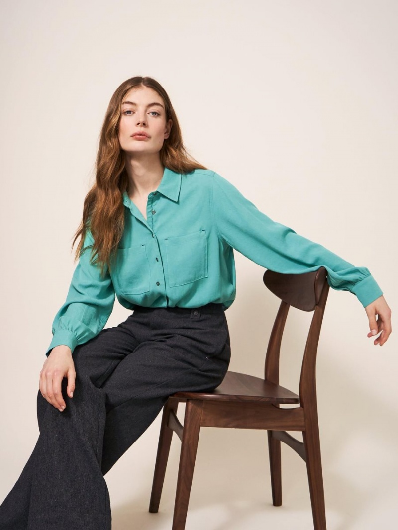 White Stuff Ella Shirt Mid Teal | 28357-PLCQ