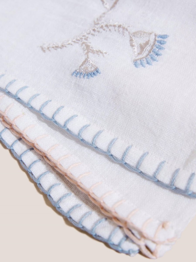 White Stuff Embroidered Cotton Scarf Natural White | 21605-WHPF