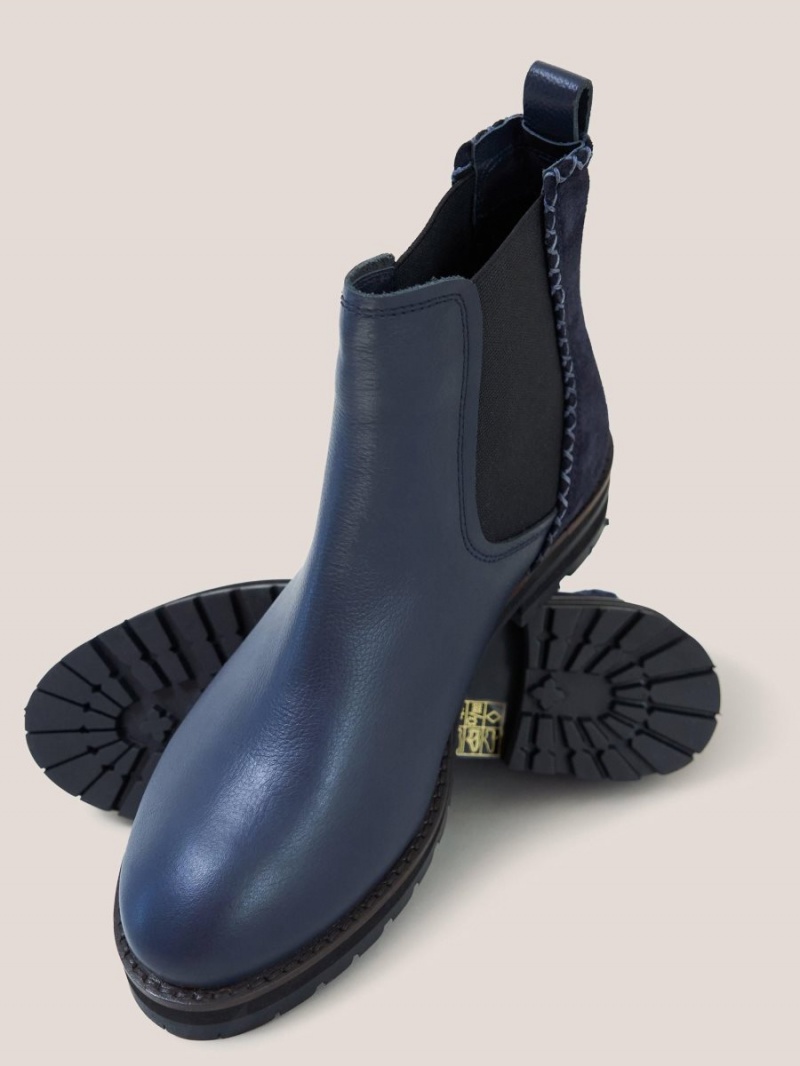 White Stuff Esme Leather Chelsea Boot Dark Navy | 14796-SQJT