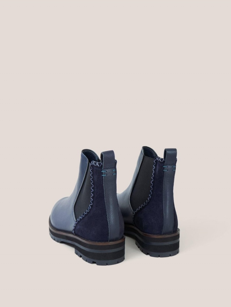 White Stuff Esme Leather Chelsea Boot Dark Navy | 14796-SQJT