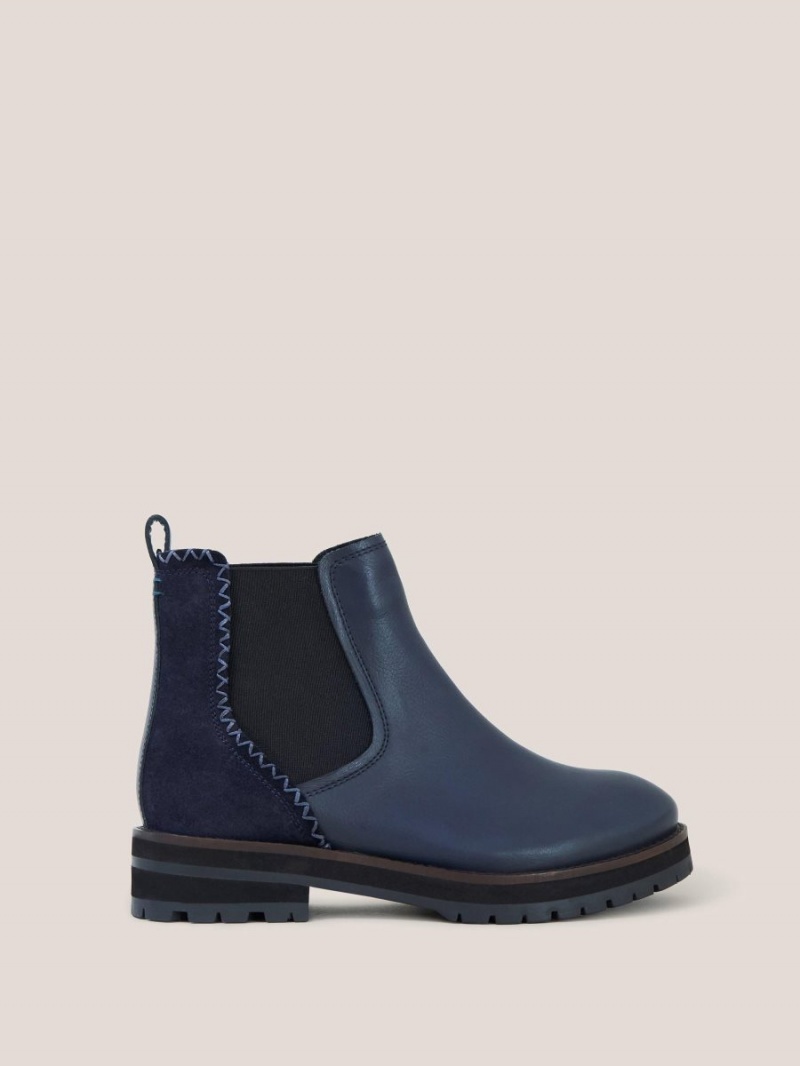 White Stuff Esme Leather Chelsea Boot Dark Navy | 14796-SQJT