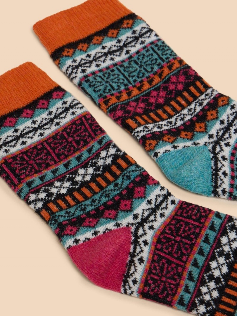 White Stuff Fairisle Pop Wool Mix Socks Black Multi | 91768-EUQO