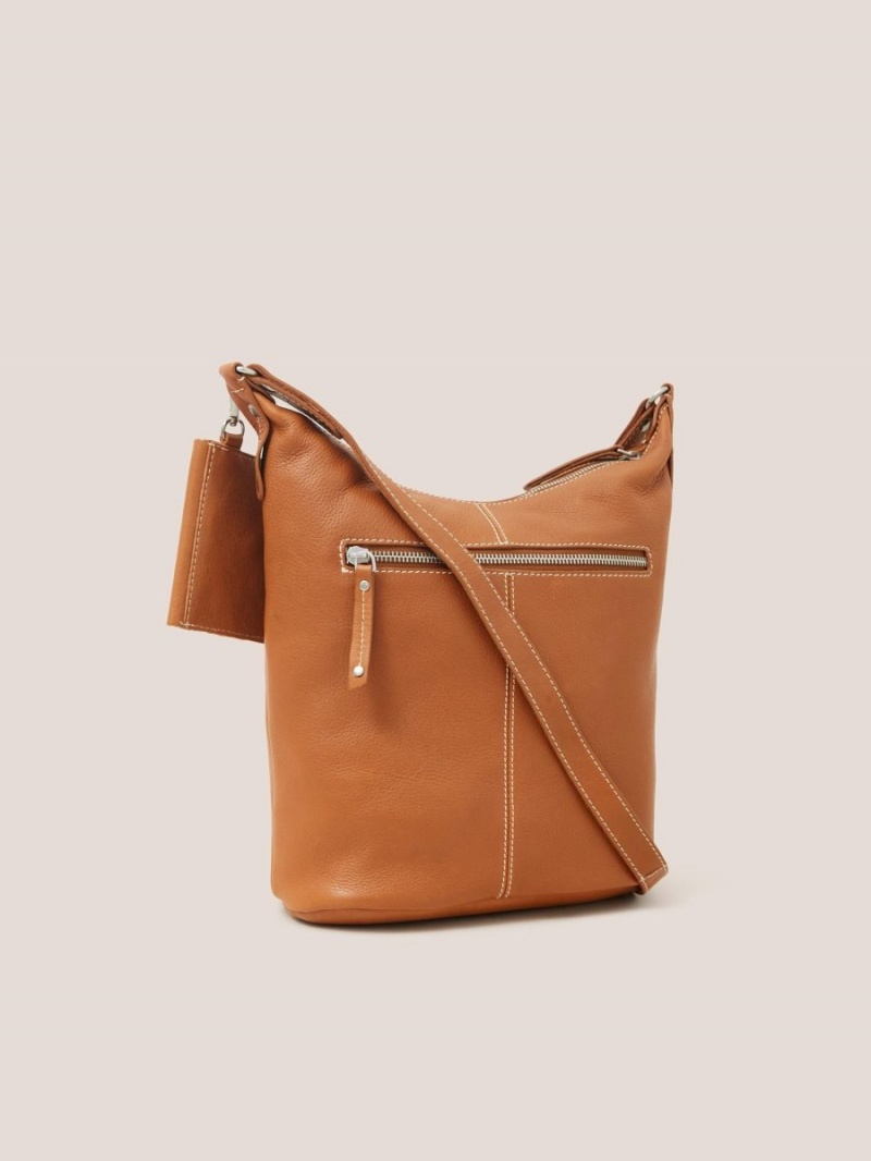 White Stuff Fern Leather Crossbody Bag Mid Tan | 98543-OHRP