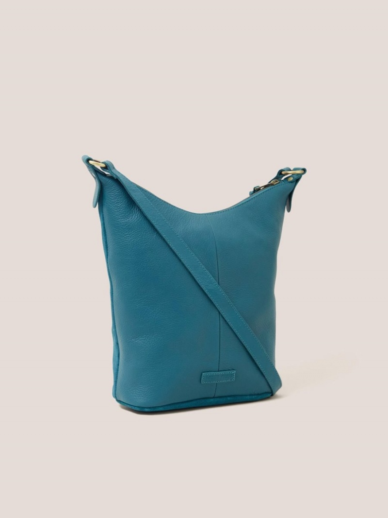 White Stuff Fleur Suede Crossbody Mid Teal | 95207-JLXP