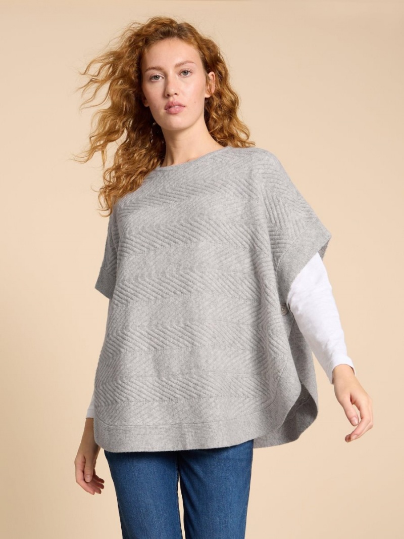 White Stuff Florence Knitted Poncho Grey Marl | 13459-UZXS